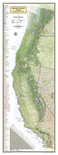 Pacific Crest Trail Wall Map Paper/Non-Laminated in Gift Box (18 × 48 inches National Geographic Reference Map) - Wide World Maps & MORE!