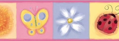 Bugs N Bloom Wall Border &#45; Pink &#40;5 yards&#41; - Wide World Maps & MORE! - Home - Wide World Maps & MORE! - Wide World Maps & MORE!