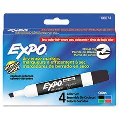 Low Odor Dry Erase Marker, Chisel Tip, Basic Assorted, 4 per Set - Wide World Maps & MORE! - Office Product - Expo - Wide World Maps & MORE!