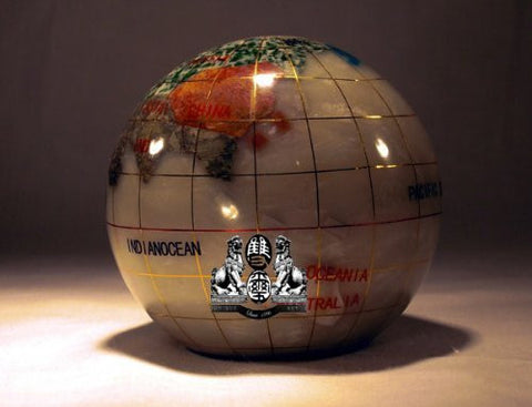 3" Mother of Pearl GEMSTONE GLOBE PAPERWEIGHT - Wide World Maps & MORE! - Home - Unique Art Since 1996 - Wide World Maps & MORE!