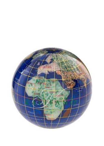 3" Caribean Blue Gemstone World Globe Paperweight - Wide World Maps & MORE! - Office Product - Alexander Kalifano - Wide World Maps & MORE!