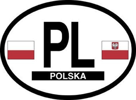 PL Poland Oval Reflective Decals 2-Pack - Wide World Maps & MORE! - Automotive Parts and Accessories - Flag It - Wide World Maps & MORE!