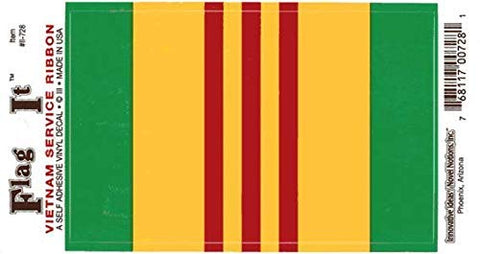 Flag It Vietnam Service Ribbon: A Self-Adhesive Vinyl Decal (6-Pack) - Wide World Maps & MORE! - Automotive Parts and Accessories - Flag It - Wide World Maps & MORE!