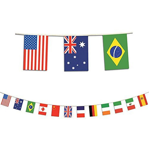 International Party Flag Banner (Each) - Wide World Maps & MORE! - Toy - Beistle - Wide World Maps & MORE!