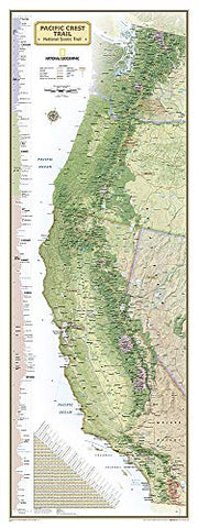 Pacific Crest Trail Wall Map Paper/Non-Laminated in Gift Box (18 × 48 inches National Geographic Reference Map) - Wide World Maps & MORE!
