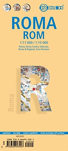 Laminated Rome City Streets Map by Borch (English, Spanish, French, Italian and German Edition) - Wide World Maps & MORE! - Map - Borch - Wide World Maps & MORE!