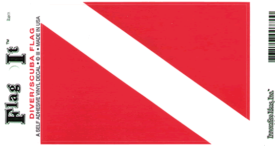 Diver / SCUBA Flag Self Adhesive Vinyl Decal 6-Pack - Wide World Maps & MORE! - Sticker - Flag-It Stickers - Wide World Maps & MORE!