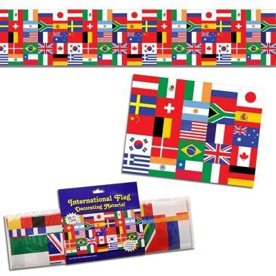 Beistle 57386 International Flag Poly Decorating Material, 18-Inch by 25-Feet - Wide World Maps & MORE! - Kitchen - Beistle - Wide World Maps & MORE!
