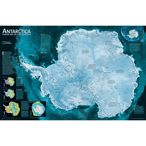 Antarctica, 1-Sided Satellite Image - Satin Ready-to-Hang - 31"W × 20"H - Wide World Maps & MORE!