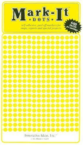 Small 1/8" removable Mark-it brand dots for maps, reports or projects - yellow - Wide World Maps & MORE! - Office Product - Innovative Ideas - Wide World Maps & MORE!
