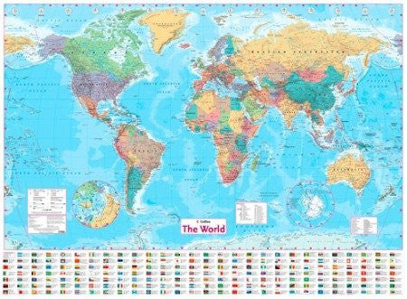 Collins World Wall Map Paper, Non-Laminated - Wide World Maps & MORE! - Map - HarperCollins UK - Wide World Maps & MORE!