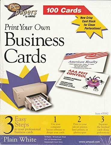 PC papers 100 cards - Print Your Own Business Cards, plain white, acid free - Wide World Maps & MORE! - Office Product - PC Papers - Wide World Maps & MORE!