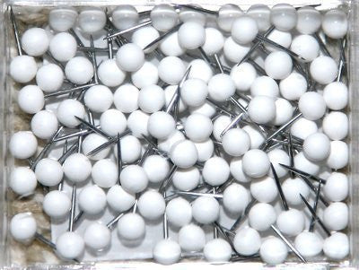 1/8 Inch Map Tacks - White - Wide World Maps & MORE! - Office Product - #100 Series - Wide World Maps & MORE!