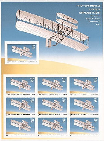 2003 First Controlled Flight of The Wright Brothers Sheet of 10 x 37 Cent Stamps Scott 3783 By USPS - Wide World Maps & MORE! - Toy - USPS - Wide World Maps & MORE!
