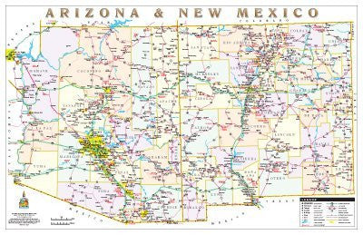 Arizona & New Mexico Political Highways Desk Map Gloss Laminated - Wide World Maps & MORE! - Map - Wide World Maps & MORE! - Wide World Maps & MORE!