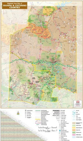 Regional Area Map of Yavapai & Coconino Counties Gloss Laminated - Wide World Maps & MORE! - Book - Wide World Maps & MORE! - Wide World Maps & MORE!