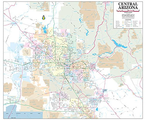 Central Arizona Jumbo Wall Map Dry Erase Laminated - Wide World Maps & MORE! - Map - Wide World Maps & MORE! - Wide World Maps & MORE!