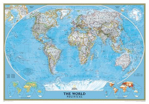 World Classic - Enlarged & Gloss Laminated by National Geographic 69.00×48.00. Art Poster Print - Wide World Maps & MORE!