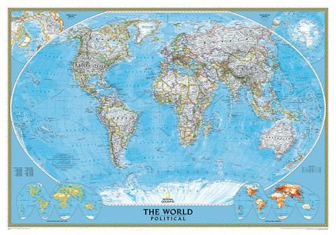 World Classic - Enlarged & Gloss Laminated by National Geographic 69.00×48.00. Art Poster Print - Wide World Maps & MORE!