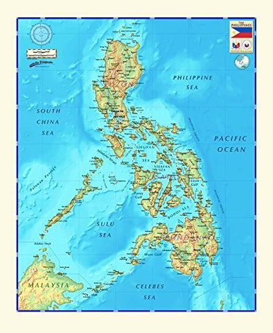 Decorative PHILIPPINES Physical Wall Map *Laminated* 36"x44" - Wide World Maps & MORE! - Book - Wide World Maps & MORE! - Wide World Maps & MORE!
