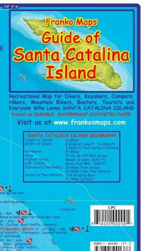 Santa Catalina Island California Adventure & Dive Guide Franko Maps Waterproof Map - Wide World Maps & MORE! - Book - Wide World Maps & MORE! - Wide World Maps & MORE!