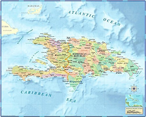 Dominican Republic/Haiti (Hispaniola) Wall Map *Laminated* 36"x45" - Wide World Maps & MORE! - Book - Wide World Maps & MORE! - Wide World Maps & MORE!