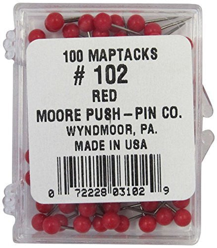 1/8 Inch Map Tacks - Red - Wide World Maps & MORE! - Office Product - Moore - Wide World Maps & MORE!