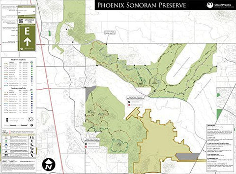 Phoenix Sonoran Preserve Wall Map Small (Gloss Laminated) - Wide World Maps & MORE! - Book - Wide World Maps & MORE! - Wide World Maps & MORE!
