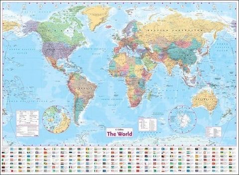 Collins World Wall Map Gloss Laminated - Wide World Maps & MORE! - Map - HarperCollins UK - Wide World Maps & MORE!