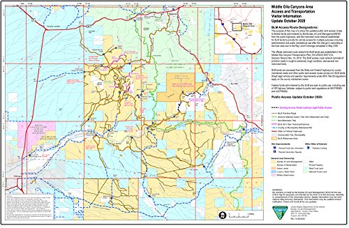 Middle Gila Canyons Area Access and Transportation Visitor Information Gloss Laminated - Wide World Maps & MORE!