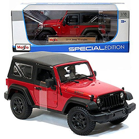 Maisto Year 2015 Special Edition Series 1:18 Scale Die Cast Car Set - Red Color Sports Utility Vehicle 2014 JEEP WRANGLER WILLYS (SUV Dimension: 8-1/2 x 4-1/2 x 4) - Wide World Maps & MORE! - Toy - Maisto - Wide World Maps & MORE!