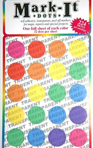 Map Dot Stickers - 3/4" Diameter - Assorted Colors - "Transparent" - Wide World Maps & MORE! - Art and Craft Supply - Mark-It - Wide World Maps & MORE!