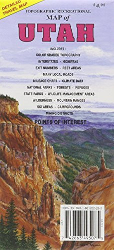 Topographic Recreational Map of Utah - Wide World Maps & MORE! - Map - GTR Mapping - Wide World Maps & MORE!