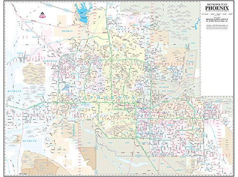 Metropolitan Phoenix Arterial and Collector Streets Full-Size Standard Wall Map Dry Erase Laminated - Wide World Maps & MORE! - Map - Wide World Maps & MORE! - Wide World Maps & MORE!