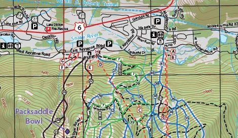 Keystone Colorado Ski Area Topographic Keepsake Poster Map (with ski runs, lifts and gondolas; hiking trails, topo markings & elevation markings) - Wide World Maps & MORE!