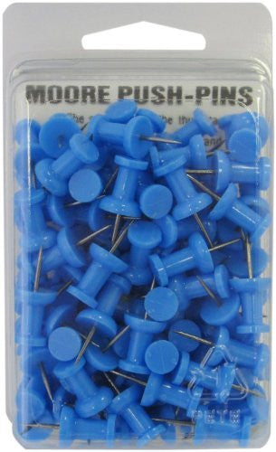 Moore Plastic Head Push Pin, Blue, 100 Per Box (2P-100-BE) - Wide World Maps & MORE! - Office Product - Moore Push-Pin - Wide World Maps & MORE!