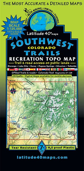 Southwest Colorado Trails Recreation Topo Map - Wide World Maps & MORE!