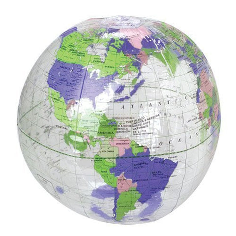 US Toy - Inflatable Clear Globe Beach Ball, Size 16", Made of Vinyl - Wide World Maps & MORE! - Toy - U.S. Toy - Wide World Maps & MORE!