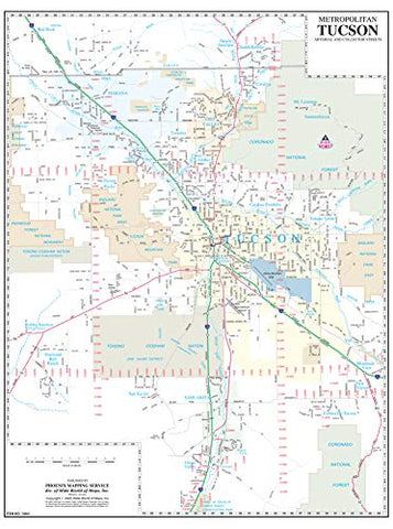 Metropolitan Tucson Arterial and Collector Streets Full-Size Standard Wall Map Dry Erase Ready-to-Hang - Wide World Maps & MORE! - Map - Wide World Maps & MORE! - Wide World Maps & MORE!