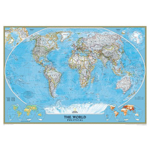 World Classic - 43"W × 30"H - Laminated & Tubed - Wide World Maps & MORE!