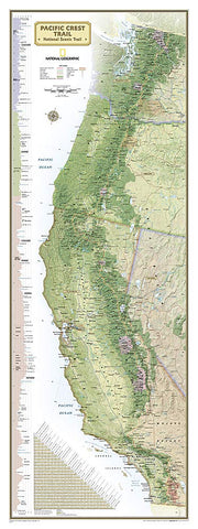Pacific Crest Trail Wall Map - Laminated (18 × 48 inches) (National Geographic Reference Map) - Wide World Maps & MORE! - Map - National Geographic Maps - Wide World Maps & MORE!