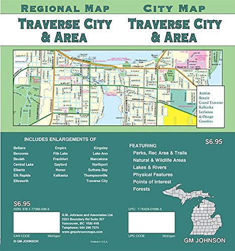 Traverse City / Gaylord / Crystal Lake, Michigan Street Map GM Johnson - Wide World Maps & MORE!