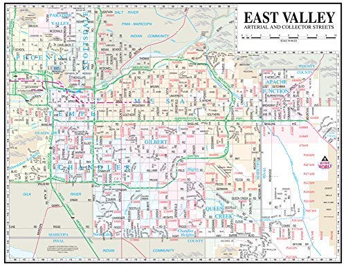 East Valley Arterial & Collector Streets Full-Size Standard Wall Map Dry-Erase Ready-to-Hang - Wide World Maps & MORE! - Map - Wide World Maps & MORE! - Wide World Maps & MORE!