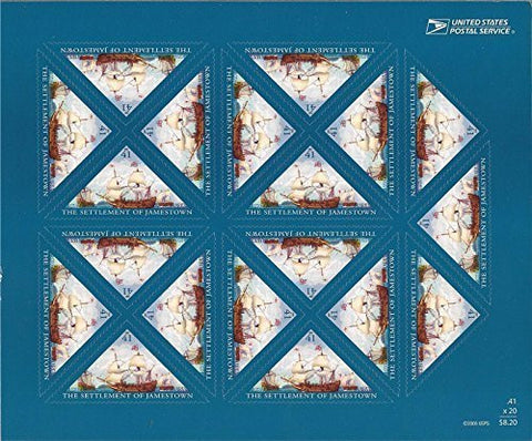 Settlement of Jamestown: Tall Ships, Full Sheet of 20 x 41-Cent Triangle Postage Stamps, USA 2007, Scott 4136 by USPS - Wide World Maps & MORE! - Toy - USPS - Wide World Maps & MORE!