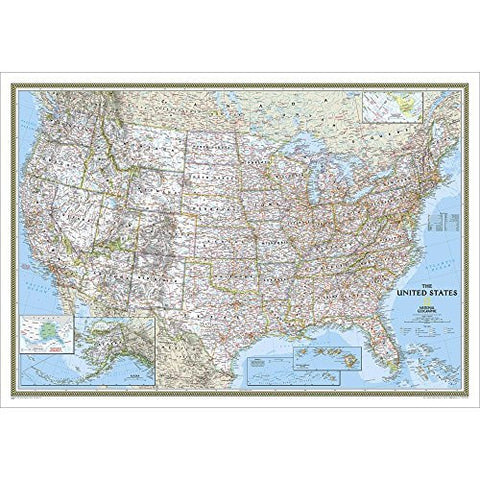 United States of America Classic Political Wall Map Dry Erase Laminated - Wide World Maps & MORE! - Map - National Geographic Maps - Wide World Maps & MORE!