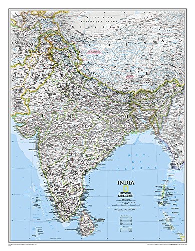 India Classic Political Wall Map - Paper/Non-Laminated (23.5 × 30.25 Inches) (National Geographic Reference Map) - Wide World Maps & MORE!