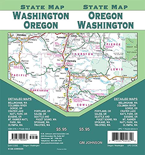 Oregon / Washington, Oregon-Washington Regional Map [Map] GM Johnson - Wide World Maps & MORE!