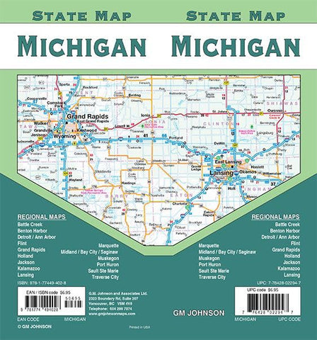 Michigan, Michigan State Map [Map] GM Johnson - Wide World Maps & MORE!