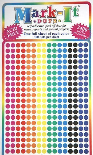Map Dot Stickers - Assorted Opaque Colors - 1/8" Diameter - Wide World Maps & MORE! - Office Product - Innovative Ideas - Wide World Maps & MORE!