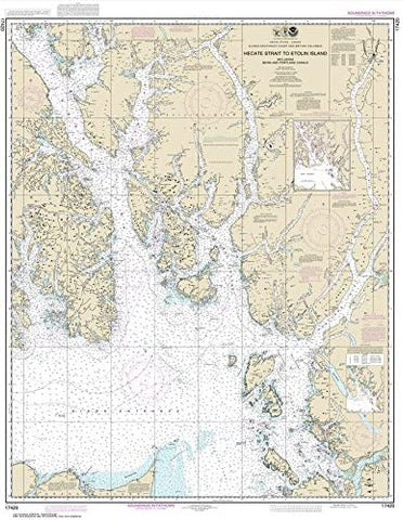 Paradise Cay Publications NOAA Chart 17420: Hecate Strait to Etolin Island: Including Behm and Portland Canals 33.7 x 43.6 (Traditional Paper) - Wide World Maps & MORE! - Sports - Paradise Cay Publications - Wide World Maps & MORE!